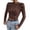 Brown, variant on Womens Tops 2026 Fall Long Sleeve Fitted T Shirts Waffle Ruched Crop Shirt Basic Knit Workout Clothes