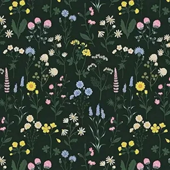 Floral Wallpaper Peel And Stick 17.7"X118" Dark Green Floral Peel And Stick Wall