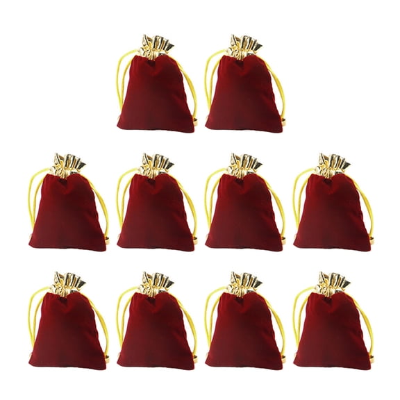 FOMIYES 10Pcs Red Jewellery Pouches Bags for Small Items with Elegant Soft Fabric Finish