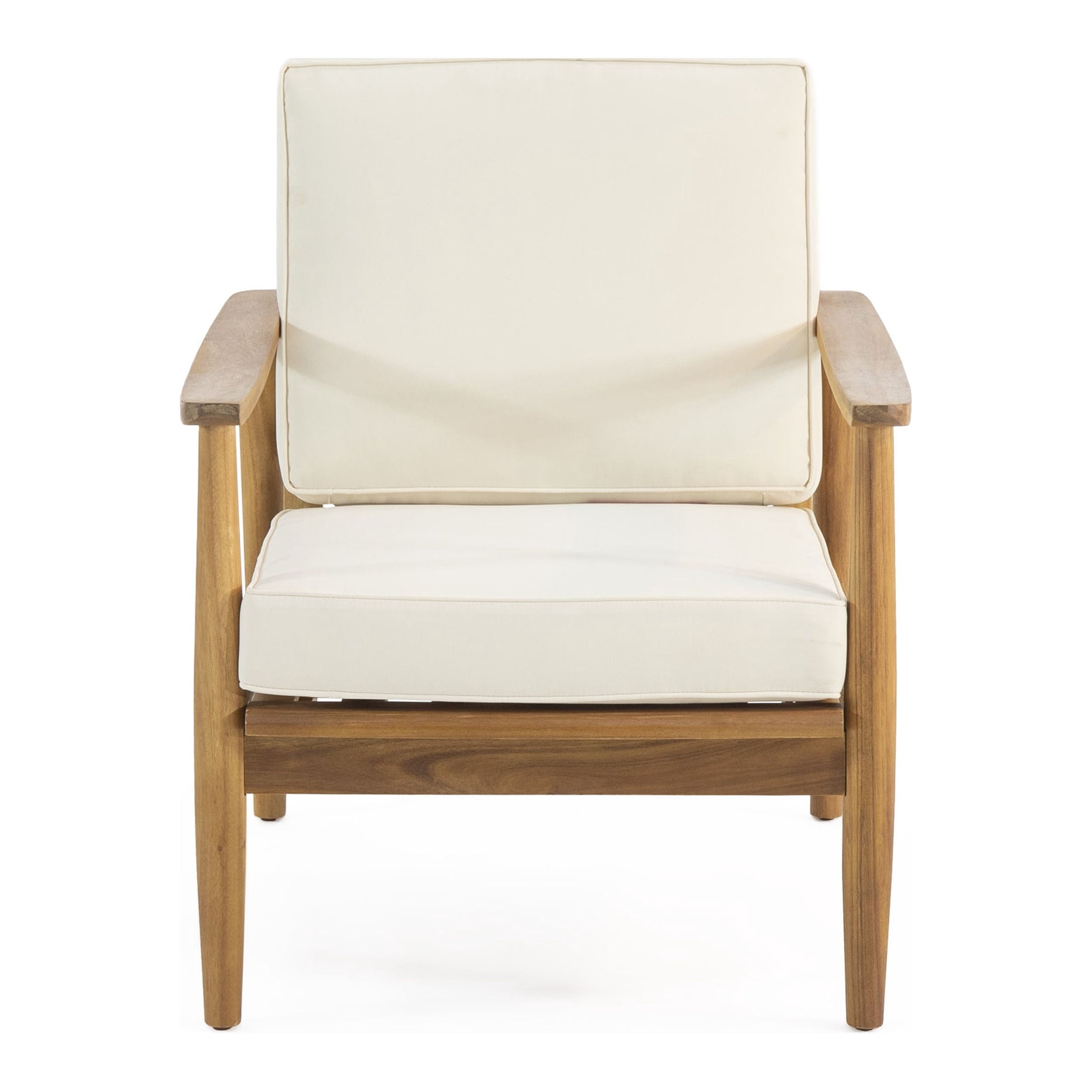 Greta Acacia Wood Outdoor Club Chair, Teak and Beige