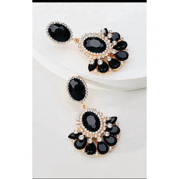 RubyLee Elegance Drop Black, Crystal Earrings, Stainless Steel, 2 Count per Pack