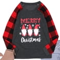 thumbnail image 7 of VILOVE Merry Christmas Shirts for Women Gnomes T-Shirt Lights Plaid Splicing Raglan Long Sleeve Tee Xmas Holiday Pullover Top, 7 of 7