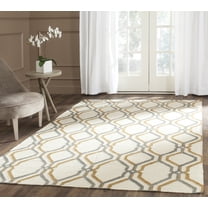 Safavieh Dhurries Steve Trellis Wool Area Rug, Ivory/Black, 5' x 8'