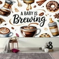 thumbnail image 4 of Coffee Baby Shower Backdrop A Baby is Brewing Coffee Photography Background Watercolor Milk Bottle Coffee Beans Donuts Newborn Baby Shower Party Decorations Holiday Colorful Firework Banner, 4 of 6