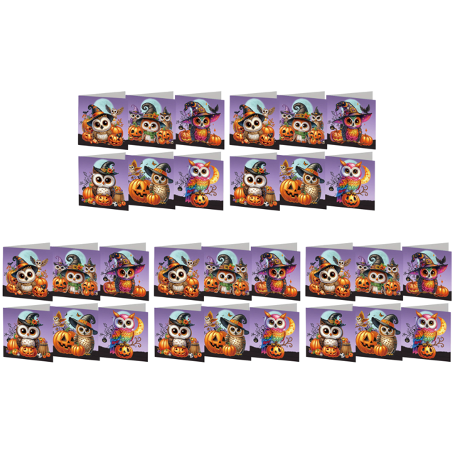6 Uds. Tarjeta DIY Gato Halloween Dibujo Diamante (IHK002)
