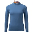thumbnail image 5 of Youmylove Winter Women Crew Neck Lined Thermal Underwear Slim Warm Base Layers Long Sleeve Shirts Patchwork Top Warm Base Layers, 5 of 6