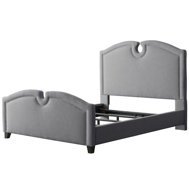 CorLiving Fairfield Lit de Panneau de Tissu Complet en Gris