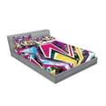 thumbnail image 2 of Ambesonne Abstract Fitted Sheet & Pillow Sham Set, Geometric Diamond, Full, Pink Yellow Green, 2 of 2