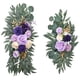 thumbnail image 2 of 2 piezas de flores de arco de boda, hojas , botín de flores de imitación hecho a mano, cartel de bienvenida rústico, decoración para pared, Púrpura mayimx Corona colgante de puerta principal, 2 of 9