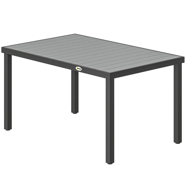 Rectangular Grey Outdoor Dining Table for 6, Weather-Resistant WPC Slatted Top and Powder-Coated Steel Frame, 55.1" x 35.4" x 29.1" Patio Table for Garden and Terrace