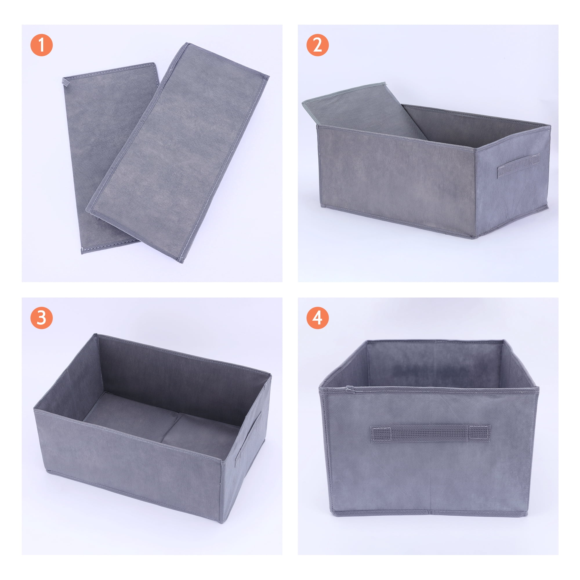 Unique Bargains Storage Cube Fabric Bin with Handles 1 Pc Basket Grey 18x12x8"