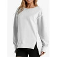 thumbnail image 3 of Women Oversized Sweatshirts Crewneck Side Slit Pullover Long Sleeve Casual Tops, 3 of 6