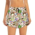 thumbnail image 2 of Goofa Owl Back To School Printed Women 2 in 1 Running Shorts,Quick Dry Athletic Workout Shorts,High Waisted Athletic Shorts with Liner Pockets-Large, 2 of 9