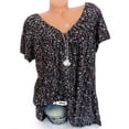 thumbnail image 2 of Gvdentm Plus Size Blouse for Women Fashion Casual Solid Color Printing V-Neck Short Sleeve Ruched Tunic Tee Summer T-Shirt Tops on(Black,4XL), 2 of 7