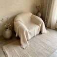 thumbnail image 6 of Chair Cover, Washable Armchair Cover for Dog, Oversized Couch Protector for Sofa Single Small Sofa Throw Covering with Tassel Beige, 6 of 6