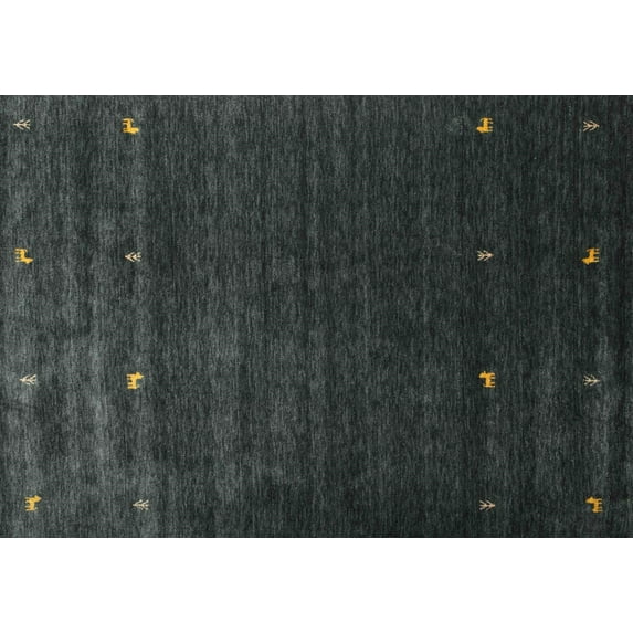 Ahgly Company Indoor Rectangle Contemporary Light Black Abstract Area Rugs, 8' x 12'