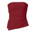 thumbnail image 4 of FhsagQ Solid Color off Shoulder Ruffle Tube Top Casual Stretch Camisole for Summer Daily Wear Built in Bra Tank Tops for Women Plus Size ( Red SizeM ), 4 of 4