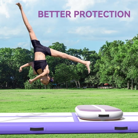 Inflatable Air Gymnastics Tumbling Mat 6ft 10ft 13ft 16ft 20ft, Air Tumble Track Mat 4/8 inches Thickness with Electric Air Pump for Home Use Training Cheerleading Yoga Water Beach Park
