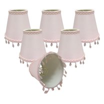 Royal Designs, Inc. Beaded Empire Chandelier Lamp Shade with Decorative Trim Flame Clip Fitter, CSO-1044-5PNK-6, 3 x 5 x 4.5, Pink, 6 Pack