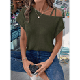 thumbnail image 4 of Camiseta Informal de Verano para Mujer, de Corta, con Hombros Descubiertos y Tejido Gofre, Color Verde , Talla L, 4 of 6