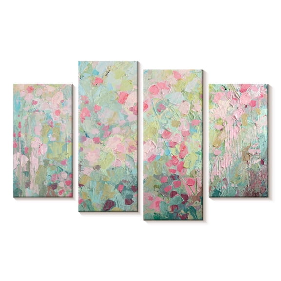 Elephant Stock Dancing Sakura Tree Wall Art - Horizontal Multi Panel Canvas - Living Room Wall Decor - Abstract Multi Panel - Pink And Blue Decor By Ann Marie Coolick - 24" x 14"