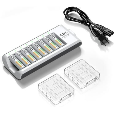 EBL 2800mAh Ni-MH AA Rechargeable Batteries 1.2V (8 Pack) and Rechargeable AA AAA Battery Charger