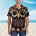 thumbnail image 2 of Disketp Quirky Owl With Glasses Hawaiian Shirts for Men,Mens Casual Short Sleeve Button Down Shirts Beach Shirt,Small, 2 of 7