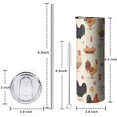 thumbnail image 5 of 20oz Beige Chicken Cartoon Pattern Skinny Tumblers Stainless Steel Tumbler with Lid and Straw,Vacuum Insulated Double Wall Travel Tumbler Cups with Cleaning Brush for Coffee,Tea, 5 of 6