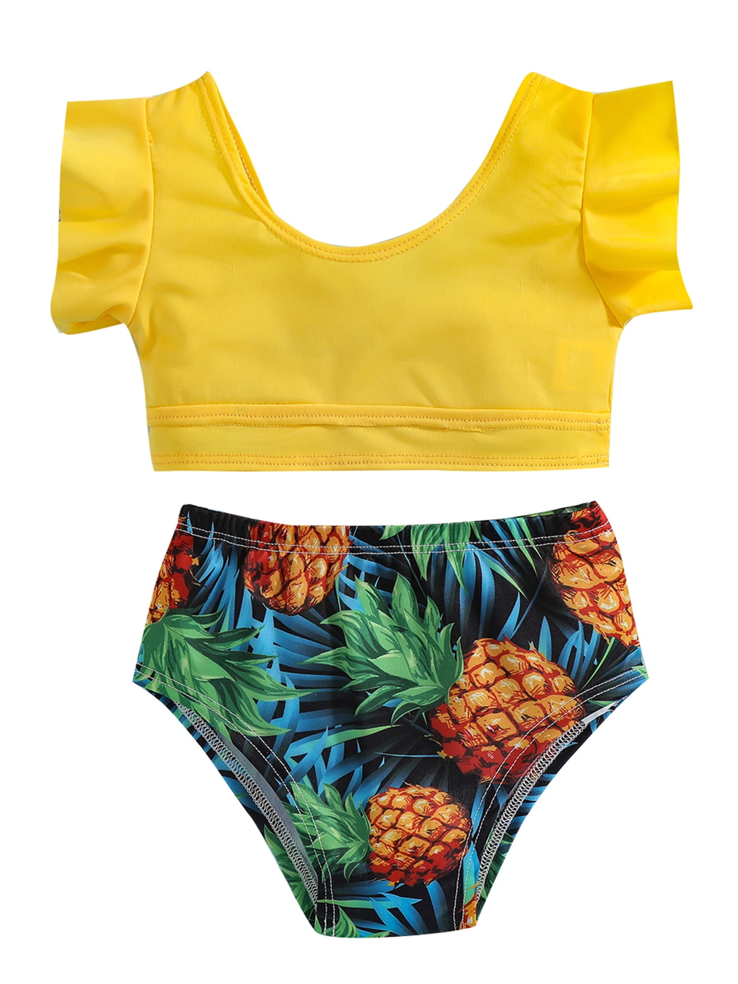 Kids Baby Girls 2 Piece Swimsuit Sleeveless Bathing Suits Cute Swimwear