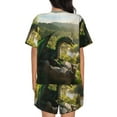 thumbnail image 4 of Womens Pajama Sets With Pocket, Deep Forest Stone Green Dragon Lounge Sets Short Sleeve Sleepwear PJ Sets for Women, 4 of 6