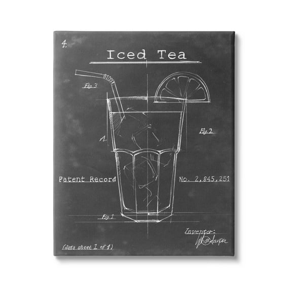 Stupell Industries Iced Tea Patent Diagram Beverage Graphic Art Gallery Wrapped Canvas Print Wall Art, Design by Ethan Harper