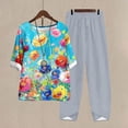 thumbnail image 2 of 2 Piece Sets for Women Fall Shorts Two Piece Sets for Women Fall Women's Casual Round Neck Short Sleeve Top And Pants Digital Printing Two-piece Set, 2 of 5