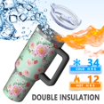 thumbnail image 5 of 40oz Pioneer Flower Floral Print Pattern Insulated Tumbler with Handle, BPA-Free Leak Proof Lid and Straws, Double Wall Vacuum, Hot 12h/Cold 34h, 5 of 6