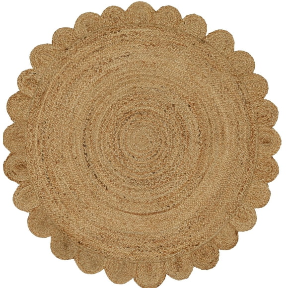Alfombra redonda de yute natural tejida a mano de 122 cm Savi Home