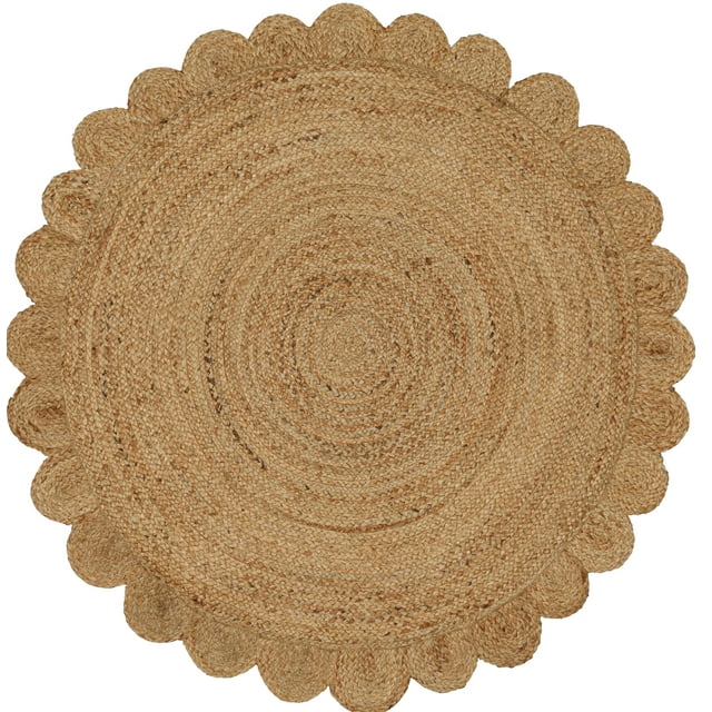 Alfombra redonda de yute natural tejida a mano de 122 cm Savi Home