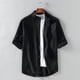 thumbnail image 1 of Camisa de playa con aspecto de lino y algodón de verano para hombre, camisas informales con botones de manga 3/4 para vacaciones, Tops de talla grande, negro 5XL esquí esquí Gafas de esquí, 1 of 1