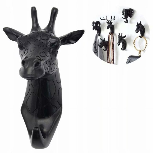 Perchero y perchero Toallero Gancho de pared Perchero Animal Key Jirafa negro