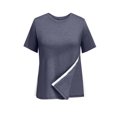 thumbnail image 3 of fatyb Women's Casual T Shirts Open Side Short Sleeve Shirts Round Neck Loose Summer Tops with Button, 3 of 4