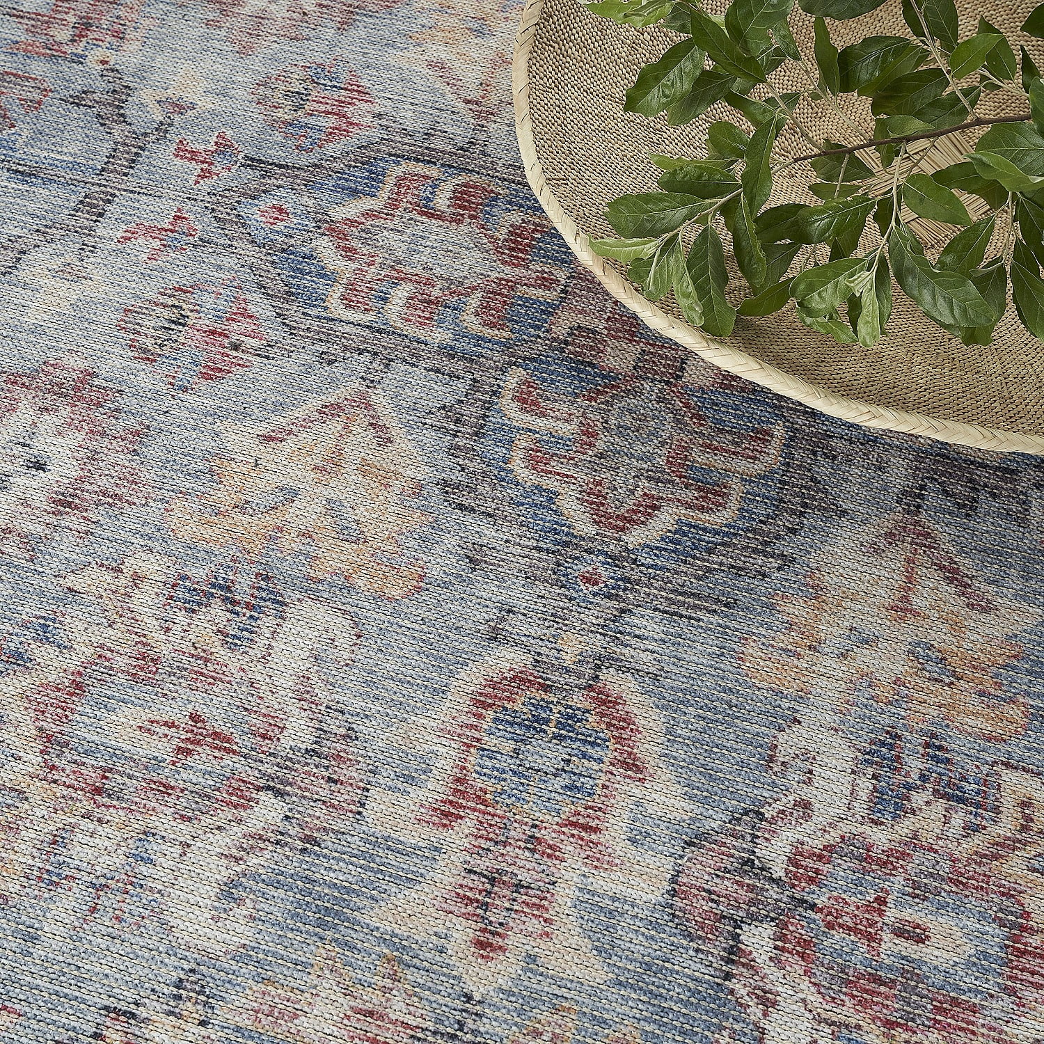 Nicole Curtis Machine Washable S1 7'10" x 9'10" Blue/Multi Vintage Indoor Rug