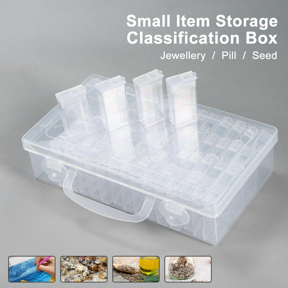 64 Slots Plastic Seed Storage Box Organizer with Label Stickers(seeds not  included), Seed Container Storage use for Flower Seeds,Vegetable Seeds