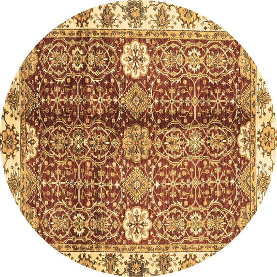 Ahgly Company Indoor Round Abstract Brown Modern Area Rugs, 8' Round
