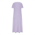 thumbnail image 6 of Stylish SMihono Summer Dress for Women 2025 Fashion Boho Ruffle Hem V Neck Vacation Dresses Casual Solid Loose Fit Flowy Swing Dress Purple XXL, 6 of 6