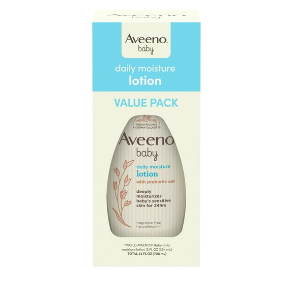 Aveeno Baby Daily Moisture Lotion with Nourishing Oat, 2 x 12 fl. oz