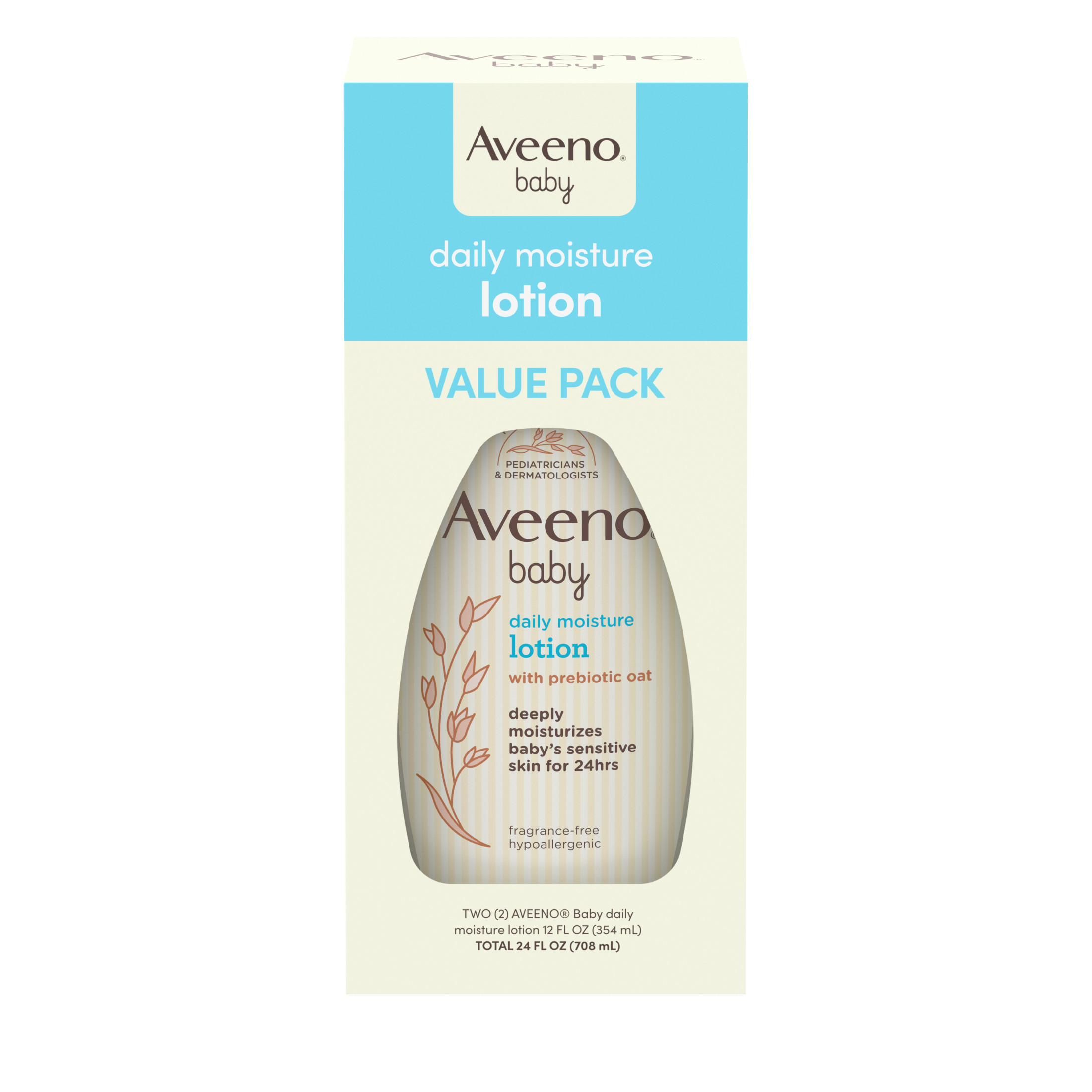 Aveeno Baby Daily Moisture Lotion with Oat, 2-Pack 12 oz