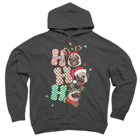 

Pug Christmas Ho Ho Funny Pug Lovers Christmas Pajama Xmas Charcoal Gray Graphic Pullover Hoodie - Design By Humans L