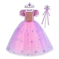 thumbnail image 3 of Disfraz de princesa Rapunzel de Disney para niñas, película Enredados, para cosplay, fiesta de carnaval, cumpleaños, Navidad, 3 a 10 años, 3 of 5