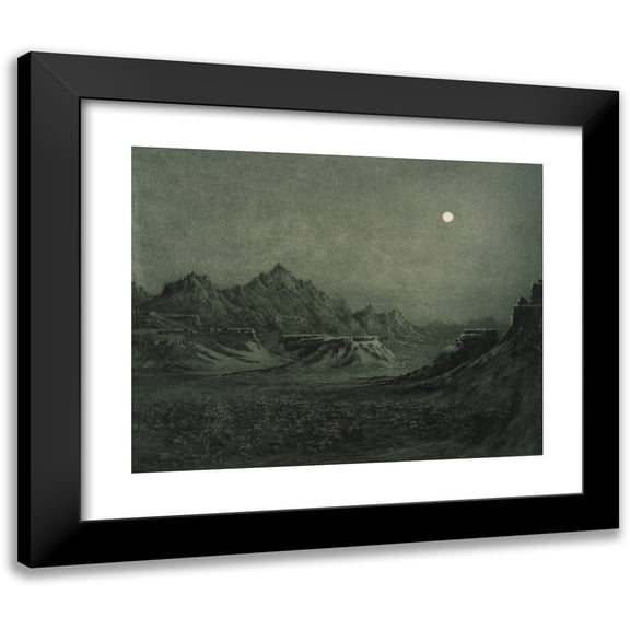 George Elbert Burr 14x12 Black Modern Framed Museum Art Print Titled - Arizona Night (After 1920)