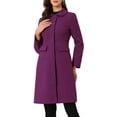 thumbnail image 1 of Abrigo de cuello INSPIRE CHIC para mujer, con botones, de manga larga, estilo A-line, casual, abrigo largo de invierno, color púrpura oscuro, 1 of 6