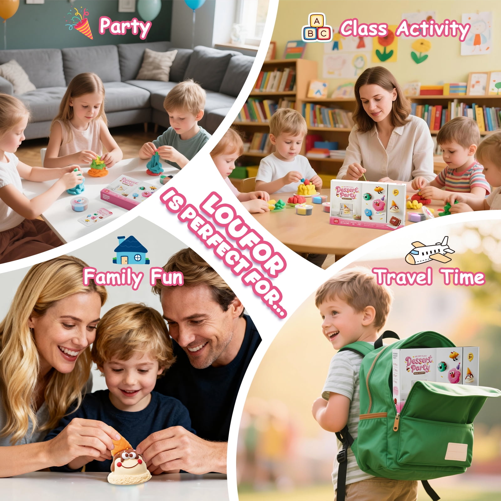 Air Dry Clay Kit for Kids - Fridge Magnets Making, 6 Boxes Modeling Clay with Sculpting Tools Tutorials, Ultra Light & Soft, Non-Toxic & Safe, DIY Arts and Crafts, Make Your Own Refrigerator Magnet