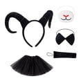 thumbnail image 1 of Diadema con cuernos de antílope, disfraz de animal, falda con cola de lazo para actuación en Halloween Negro, 1 of 8